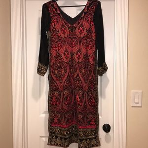 Red, Black and Gold Long Kurta